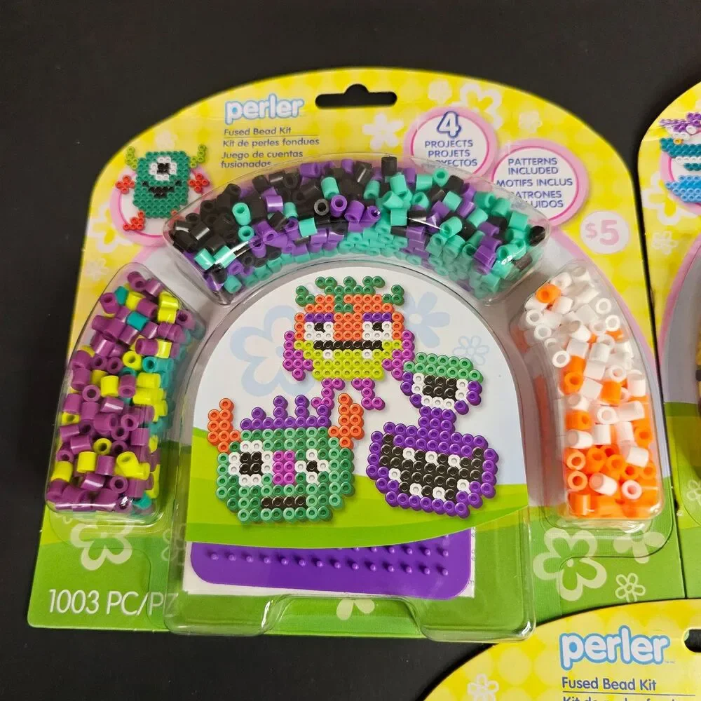 Lot 3 Perler Fused Beads Activity Kits 14 Projects Dinosaurs Monsters Alligators